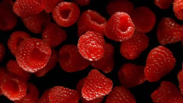 Freeze motion of flying group of raspberries fruit. — Φωτογραφία Αρχείου