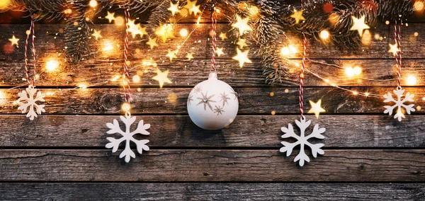 Christmas rustic background with wooden planks — Stock Photo, Image