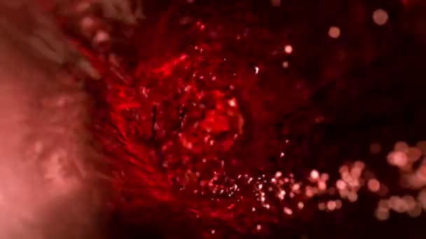 Super Zpomalený Pohyb Nalití Červeného Vína Pohled Zevnitř Láhve Natočeno — Stock video