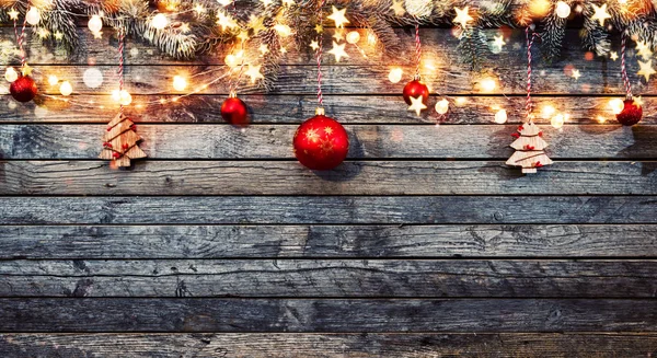 Natal rústico fundo com pranchas de madeira — Fotografia de Stock