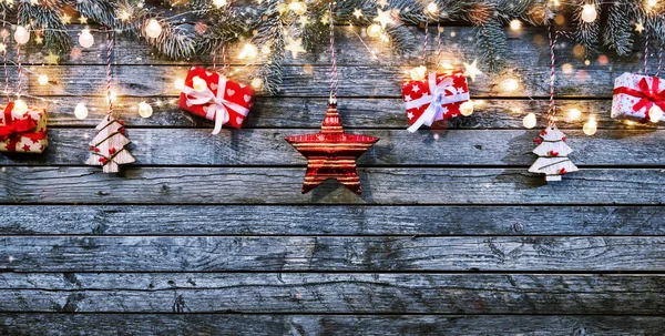 Boże Narodzenie rustykalne tło z drewnianymi deskami — Zdjęcie stockowe
