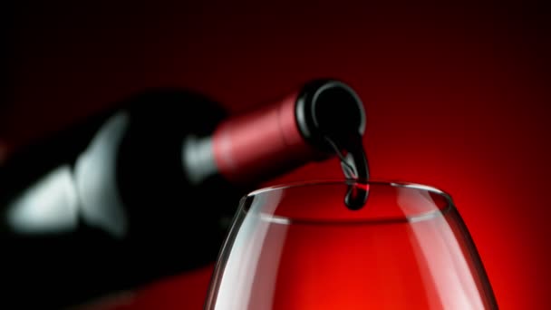 Super Slow Motion Vino Rosso Versato Scatto Macro Dettagliato Girato — Video Stock