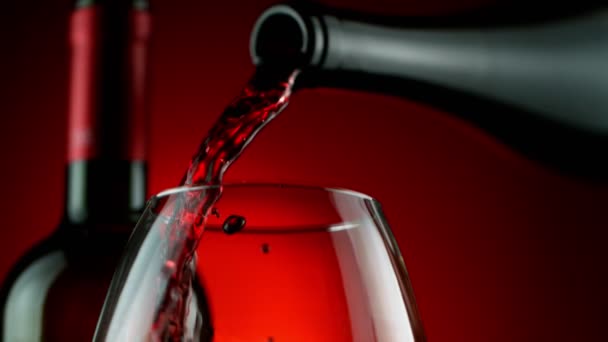 Super Slow Motion Vino Rosso Versato Scatto Macro Dettagliato Girato — Video Stock