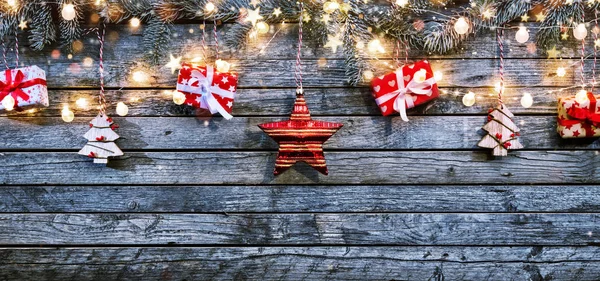 Natale sfondo rustico con tavole di legno — Foto Stock