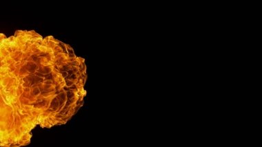 Süper Yavaş Ateş Patlaması Kara Arkaplanda izole edildi. Yüksek Hız Kamerası 'nda çekildi, 1000 fps.