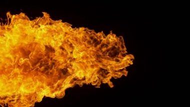 Süper Yavaş Ateş Patlaması Kara Arkaplanda izole edildi. Yüksek Hız Kamerası 'nda çekildi, 1000 fps.