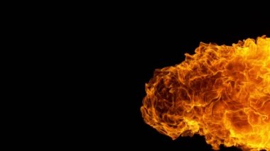 Süper Yavaş Ateş Patlaması Kara Arkaplanda izole edildi. Yüksek Hız Kamerası 'nda çekildi, 1000 fps.