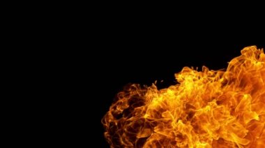 Süper Yavaş Ateş Patlaması Kara Arkaplanda izole edildi. Yüksek Hız Kamerası 'nda çekildi, 1000 fps.