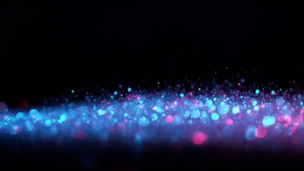 Super Slow Motion Sparkling Abstract Glittering Background Neon Colors Filmado — Vídeo de Stock