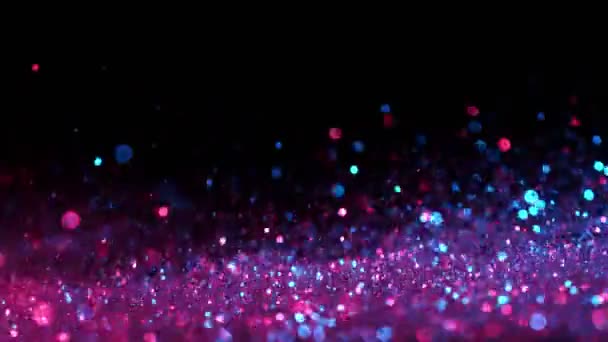 Super Zeitlupe Aus Funkelndem Abstrakt Glitzerndem Hintergrund Neonfarben Gefilmt Mit — Stockvideo