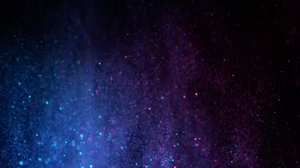 Super Zpomalený Pohyb Jiskřícího Abstraktního Třpytivého Pozadí Neonových Barvách Natočeno — Stock video