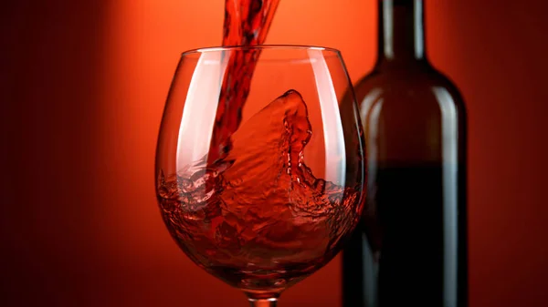 유리에 붉은 포도주를 붓는 일에 관한 세부 사항 — 스톡 사진