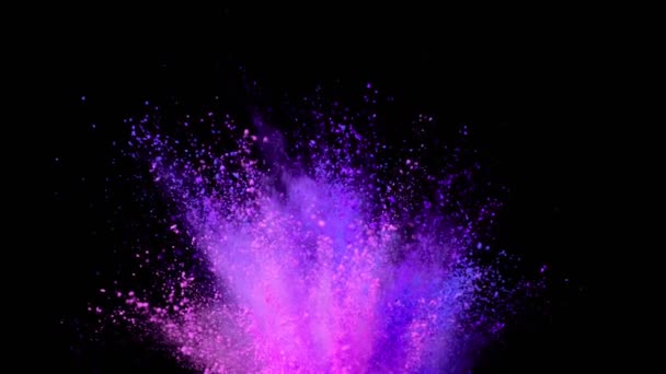 超慢速运动的彩色粉末碰撞隔绝在黑色背景上 用高速摄像机拍摄 每秒1000英尺 — 图库视频影像