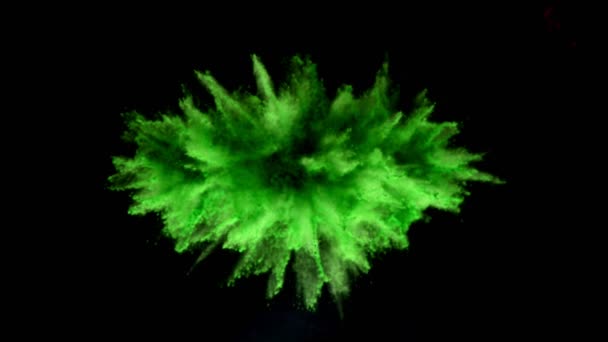 超慢速运动的彩色粉末爆炸隔离在黑色背景下 用高速摄像机拍摄 每秒1000英尺 — 图库视频影像