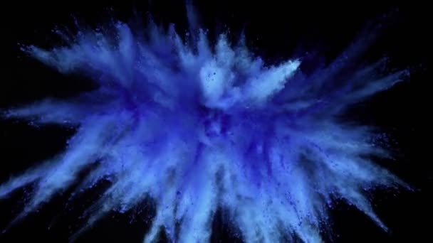 Super Slow Motion Färgat Pulver Explosion Isolerad Svart Bakgrund Inspelning — Stockvideo