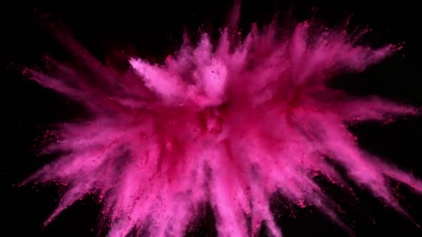 Super Slow Motion Färgat Pulver Explosion Isolerad Svart Bakgrund Inspelning — Stockvideo