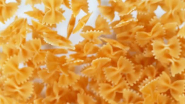 Super Slow Motion Flying Italian Pasta Farfalle Air Filmed High — 비디오