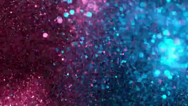 Super Slow Motion Glittering Golden Particles Black Background Shallow Depth — Stock Video