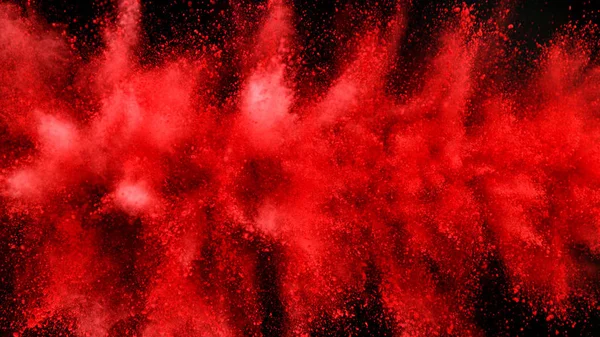 Έκρηξη κόκκινης σκόνης που απομονώνεται σε μαύρο φόντο — Φωτογραφία Αρχείου