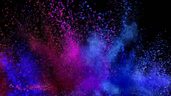 Explosion of colored powder isolated on black background — Stock Photo, Image