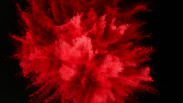 Σούπερ Αργή Κίνηση Της Έγχρωμης Έκρηξης Σκόνης Σχήμα Καρδιάς Κινηματογραφημένο — Αρχείο Βίντεο