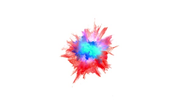 Super Zpomalení Výbuchu Barevného Prášku Izolovaného Bílém Pozadí Natočeno Vysokorychlostní — Stock video