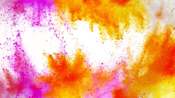 Сверхмедленное Движение Взрыва Цветного Порошка Белом Фоне Съемки Камеру Высокоскоростного — стоковое видео