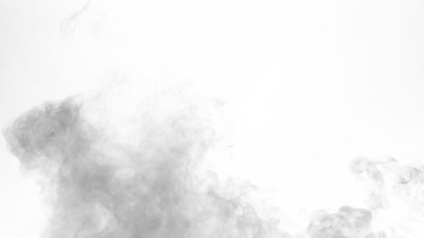 Медленное Движение Черного Дыма Изолировано Белом Фоне Снято Камеру Высокоскоростного — стоковое видео