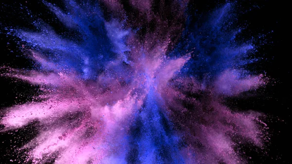 Explosion of colored powder isolated on black background — Stock Photo, Image