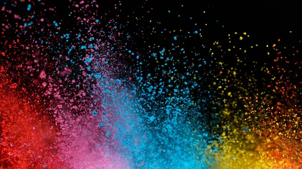 Esplosione di polvere colorata isolata su sfondo nero — Foto Stock