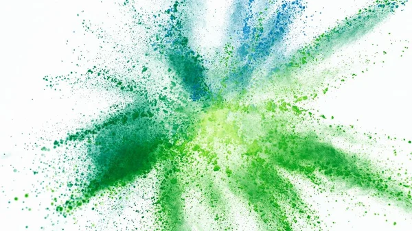 Explosion of colored powder isolated on white — Stock Photo, Image