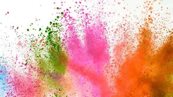 Explosion of colored powder isolated on white — Stock Photo, Image