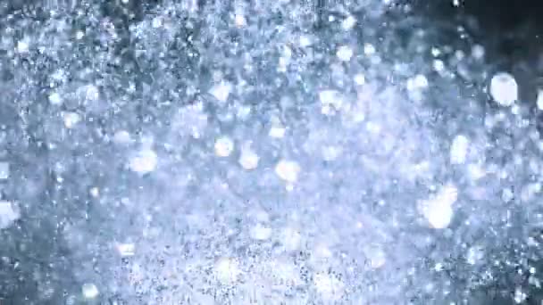Movimento Super Lento Partículas Prata Brilhantes Sobre Fundo Preto Profundidade — Vídeo de Stock