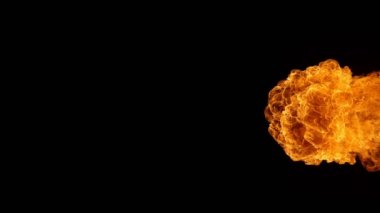Süper Yavaş Ateş Patlaması Kara Arkaplanda izole edildi. Yüksek Hız Kamerası 'nda çekildi, 1000 fps.