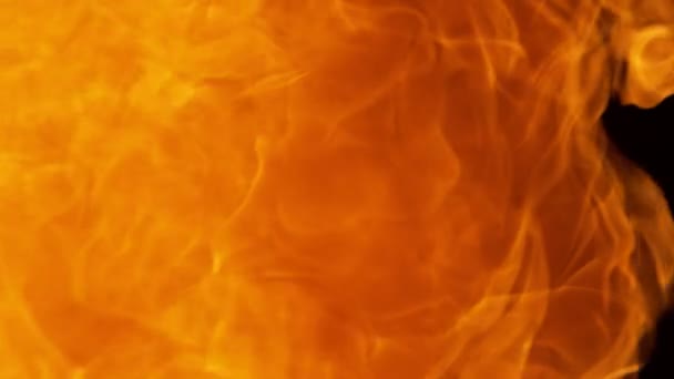 Mouvement Super Lent Des Flammes Isolées Sur Fond Noir Détail — Video