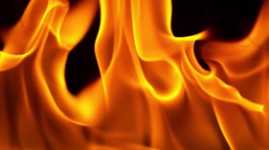 Super slow motion of flames isolated on black background in detail. Filmed on high speed camera, 1000 fps