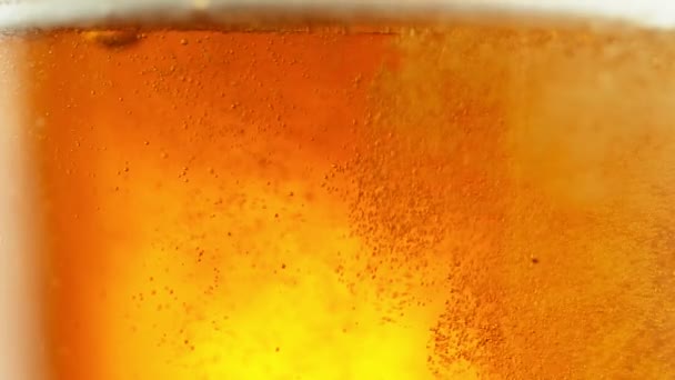 Super Slow Motion Macro Shot Beer Drink Close Filmed High — Stock Video