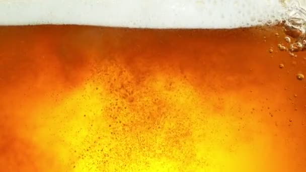 Super Slow Motion Macro Shot Beer Drink Close Filmé Sur — Video