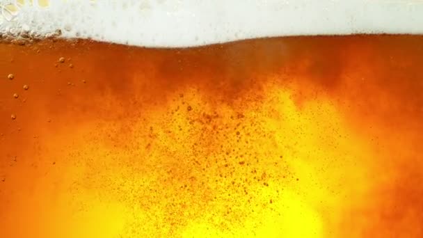 Super Slow Motion Macro Shot Beer Drink Close Filmed High — Stock Video