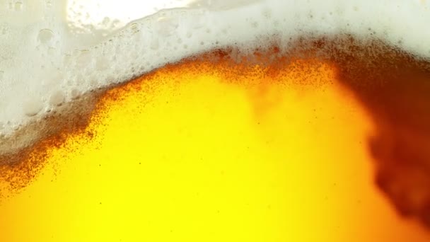 Super Slow Motion Macro Shot Beer Drink Close Filmed High — Stock Video