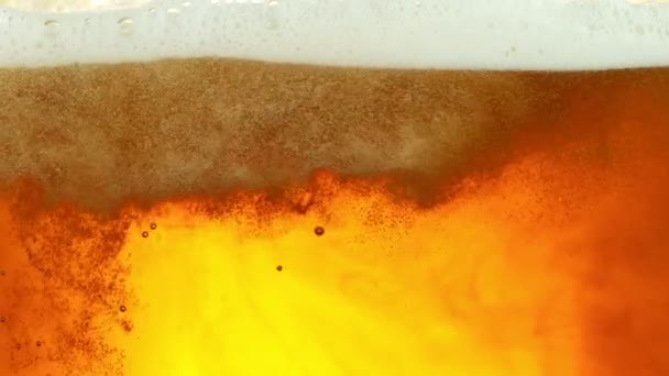 Super Slow Motion Macro Shot Beer Drink Close Filmed High — Stock Video