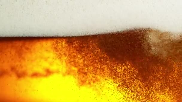 Super Slow Motion Macro Shot Beer Drink Close Filmé Sur — Video