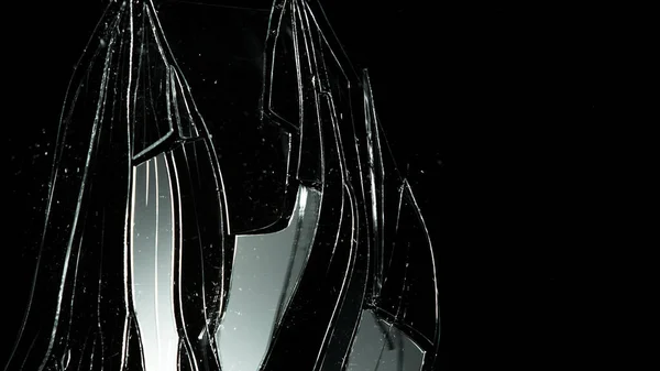 Apró Üvegszilánkok Fekete Háttéren Törött Üveg Szerkezete — Stock Fotó