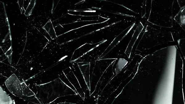 Detail Shattered Glass Black Background Texture Broken Glass — Stock Photo, Image