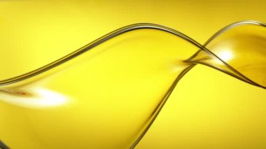 Altın arka planda çok yavaş sıçrayan yağ dönüşü. Yüksek hızlı sinema kamerası, 1000 fps..