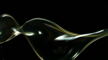 Siyah arka planda çok yavaş sıçrayan yağ döngüsü. Yüksek hızlı sinema kamerası, 1000 fps..