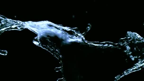 Super Slow Motion Splashing Water Rotation Isolated Black Background Filmed — Stock Video