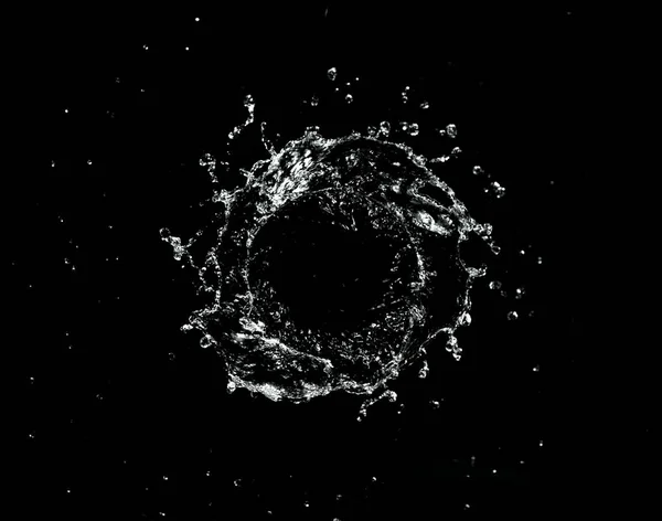 Абстрактная Форма Всплеска Воды Изолированная Черном Фоне Концепция Замораживания Движения — стоковое фото