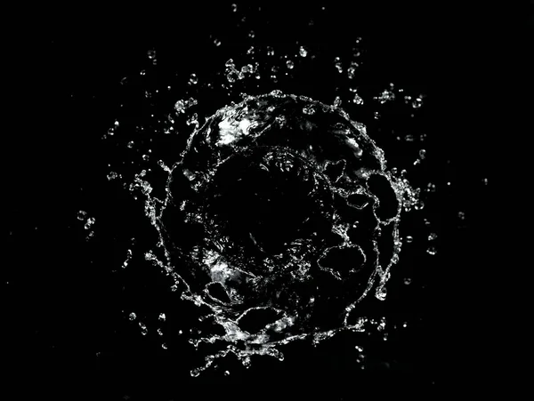 Abstract Twister Shape Water Splash Isolated Black Background Freeze Motion — Stock Photo, Image