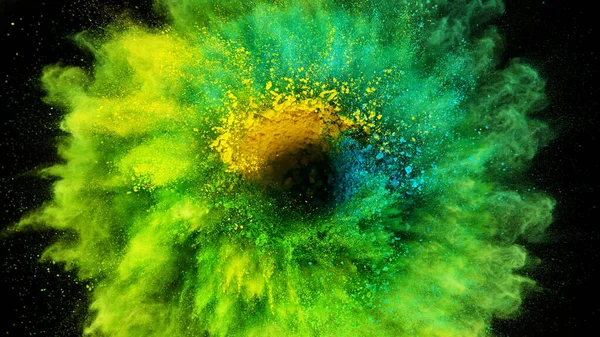 Coloured Powder Explosion Isolated Black Background — Stock Photo, Image